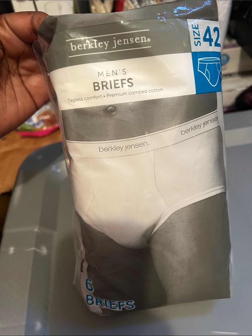 Berkley Jensen Men’s White Briefs — Classic Comfort (Size 42, 6 Pack)